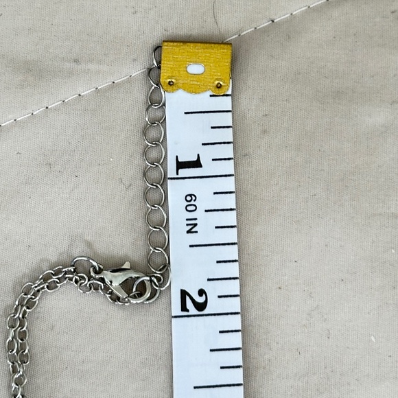 Silver Tone Crescent Moon Filigree Necklace w/Black Onyx Crystal/Stone Chips - Picture 10 of 15